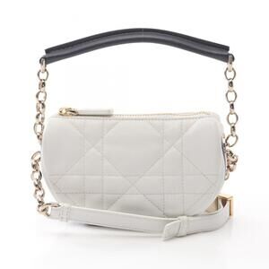 CHRISTIAN DIOR White Leather Shoulder Bag